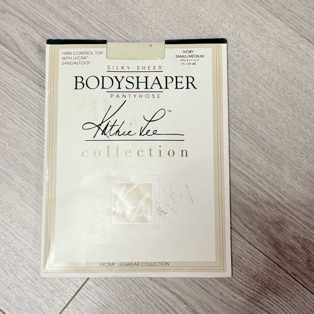 Kathie Lee Silky Sheer Bodyshaper Pantyhose Ivory Small Medium 4758 Sandalfoot